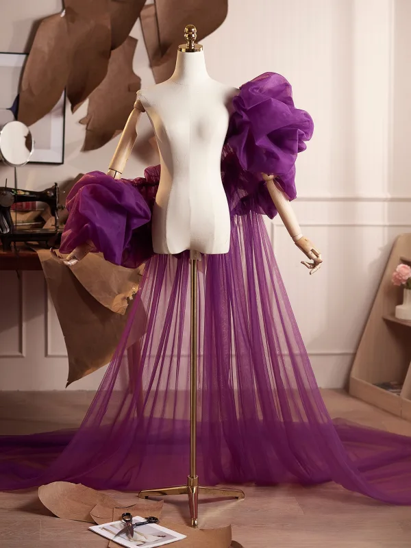 Chic / Beautiful Purple Handmade Tulle Prom Jackets & wraps 2026