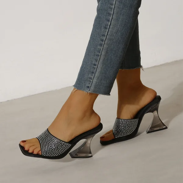 Transparent Mint Green Street Wear Rhinestone Womens Sandals 2022 9 cm Stiletto Heels Crystal High Heels Open / Peep Toe Sandals