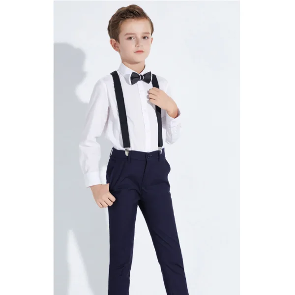 Fashion Black 6-piece Long Sleeve Boys Wedding Suits 2023 Wedding Coat Pants Shirt Tie Vest