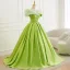 Élégant Vert Perlage Robe De Bal 2025 Robe Boule De l'épaule Manches Courtes Train De Balayage Robe De Ceremonie