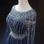 High-end Vintage / Retro Navy Blue Handmade  Beading Rhinestone Sequins Prom Dresses 2024 Ball Gown Scoop Neck Sleeveless Backless Floor-Length / Long Formal Dresses