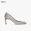 Elegante Grau Ball Strass Satin Pumps 2025 7 cm Stilettos Quadratische Zehe Pumps Hochhackige