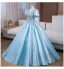 Elegant Gold Sequins Rhinestone Prom Dresses 2024 Ball Gown V-Neck Short Sleeve Backless Floor-Length / Long Prom Formal Dresses