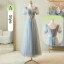Chic / Belle Gris Perlage Faux Diamant Paillettes Robe Demoiselle D'honneur 2023 Princesse Encolure Carrée Manches Courtes Dos Nu Longue