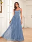 Modest / Simple Sky Blue Prom Dresses 2024 A-Line / Princess Spaghetti Straps Sleeveless Backless Floor-Length / Long Prom Formal Dresses