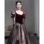 Elegant Burgundy Suede Prom Dresses 2023 A-Line / Princess Square Neckline Short Sleeve Backless Floor-Length / Long Prom Formal Dresses