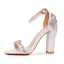 Sexy Blanche Faux Diamant Bride Cheville Chaussure De Mariée 2024 11 cm Talons Épais Peep Toes / Bout Ouvert Mariage Sandales Talons Hauts