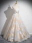 Fashion Gold Glitter Prom Dresses 2024 A-Line / Princess Spaghetti Straps Sleeveless Backless Floor-Length / Long Prom Formal Dresses