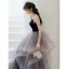 Fashion Navy Blue Cascading Ruffles Prom Dresses 2022 Ball Gown Spaghetti Straps Sleeveless Backless Floor-Length / Long Formal Dresses