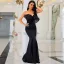 Sexy Black Evening Dresses 2022 Trumpet / Mermaid Off-The-Shoulder Bow Sleeveless Backless Floor-Length / Long Evening Party Formal Dresses