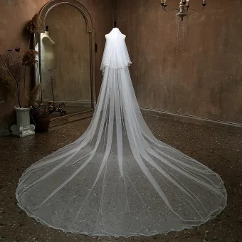 Modest Simple White Court Train 3 M Wedding Veils 2025 Tulle