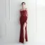 Scintillantes Rougissant Rose Paillettes Fendue devant Robe De Soirée 2024 Trompette / Sirène Bustier Gland Sans Manches Dos Nu Longue Soirée Robe De Ceremonie