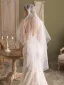 Vintage / Retro White Lace Flower 1 m Wedding Veils 2025 Tulle