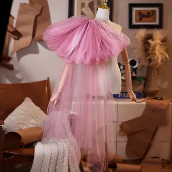 Charming Blushing Pink Handmade Tulle Prom Jackets Wraps 2025