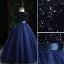 Vintage / Retro Chic / Beautiful Navy Blue Sequins Prom Flower Girl Dresses 2022 Ball Gown Scoop Neck Bow Sash Sleeveless Floor-Length / Long Flower Girl Dresses