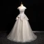 Charmant Ivory / Creme Perlenstickerei Pailletten Ballkleider 2024 Ballkleid Off Shoulder Ärmellos Rückenfreies Lange Ball Festliche Kleider