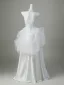 Elegant White Pearl Lace Flower Satin Wedding Dresses 2026 Ball Gown Strapless Sleeveless Backless Floor-Length / Long