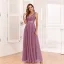 Chic / Beautiful Ocean Blue Lace Flower Sequins Evening Dresses 2024 A-Line / Princess V-Neck Sleeveless Backless Floor-Length / Long Evening Party Formal Dresses