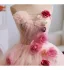 Flower Fairy Blushing Pink Appliques Prom Dresses 2025 Ball Gown Strapless Sleeveless Backless Sweep Train Formal Dresses