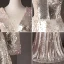 Sparkly Silver Sequins Prom Dresses 2025 Ball Gown V-Neck Long Sleeve Backless Floor-Length / Long Formal Dresses