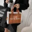 Fashion Letter Graphic Women Tote Bag Women's Bags Brown Shoulder Bags Woolen PU Dating Handbag 2023