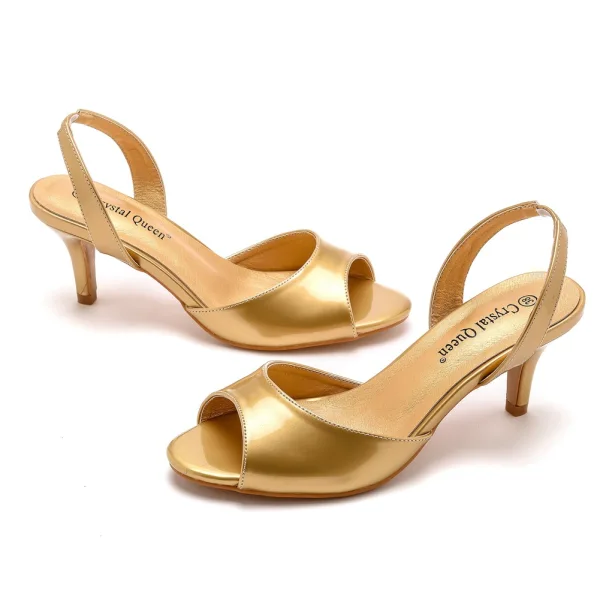 Modest / Simple Gold Casual Summer Womens Sandals 2023 6 cm Stiletto Heels Open / Peep Toe Sandals High Heels
