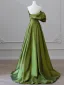 Vintage Klee Grün Ballkleider 2024 A Linie Seitlicher Reißverschluss One-Shoulder Kurze Ärmel Rückenfreies Sweep / Pinsel Zug Ball Festliche Kleider
