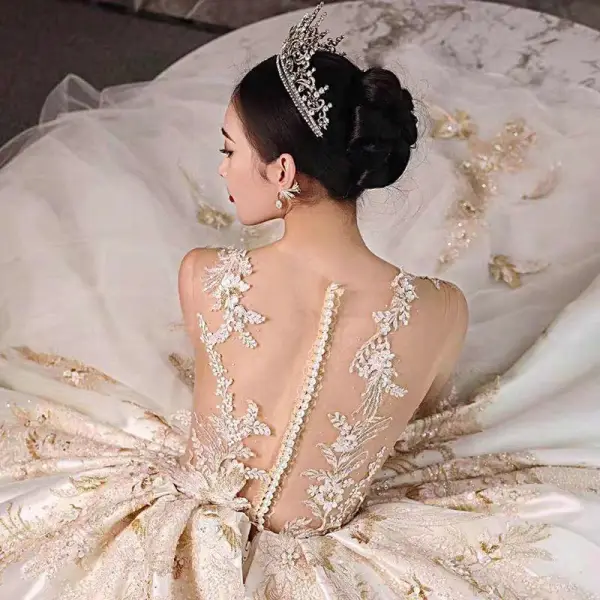 Vintage / Originale Charmant Blanche Faux Diamant Mariage Accessoire Cheveux Mariage Tiare 2022 Zircon Alliage Tiare