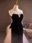 Sexy Black Pearl Trumpet / Mermaid Evening Dresses 2025 Strapless Sleeveless Backless Floor-Length / Long Evening Party Formal Dresses