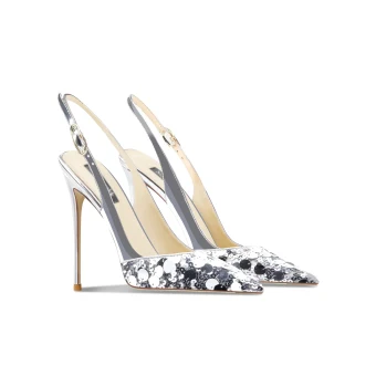 Sexy Silver Sequins Womens Sandals 2024 Leather Wedding 10 Cm Stiletto Heels Pointed Toe Sandals High Heels