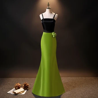 Fashion Green Evening Dresses 2024 Trumpet Mermaid Spaghetti Straps Sleeveless Backless Floor Length Long Evening Party Formal Dresses
