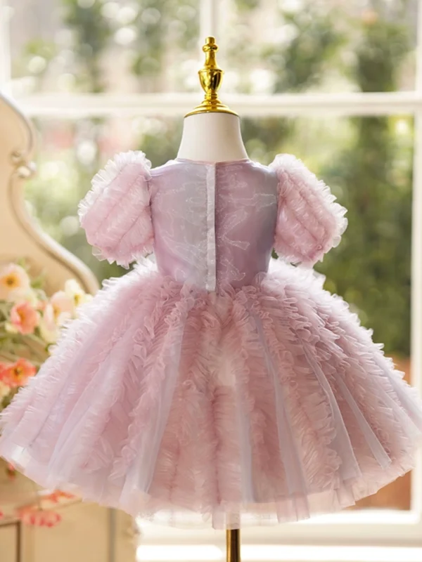 Chic Beautiful Blushing Pink Birthday Ruffle Short Flower Girl Dresses 2024 Ball Gown Chic Beautiful Blushing Pink Birthday Ruffle Short Flower Girl Dresses 2024 Ball Gown