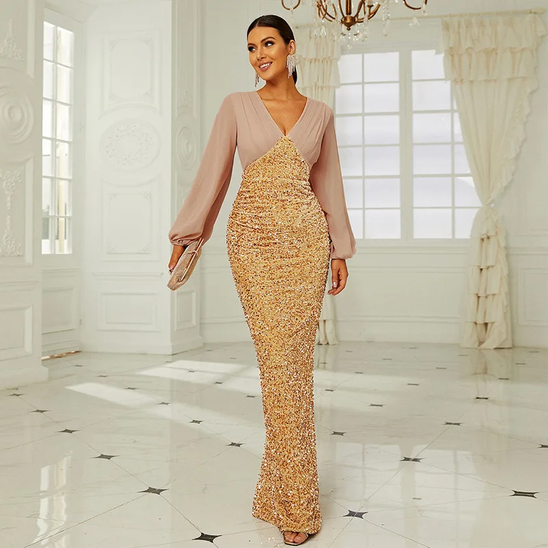 fitted lace wedding dress Off The Shoulder Gold Sparkle Trumpet Mermaid Prom Dress – Sassymyprom main image 0
