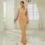 Charming Gold Sequins Evening Dresses 2022 Trumpet / Mermaid V-Neck Long Sleeve Evening Party Floor-Length / Long Formal Dresses