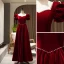 Elegant Burgundy Pearl Prom Dresses 2022 A-Line / Princess Square Neckline Short Sleeve Backless Bow Floor-Length / Long Prom Formal Dresses