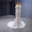 Luxury / Gorgeous Sexy White Handmade  Beading Sequins Pearl Tassel Wedding Dresses 2023 Off-The-Shoulder Trumpet / Mermaid Sleeveless Backless Sweep Train