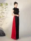 Chinese style Black Split Front Evening Party Cheongsam 2025 Trumpet / Mermaid High Neck Sleeveless Floor-Length / Long Cheongsam / Qipao