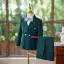 Dark Green Fall Winter Long Sleeve 5-piece Boys Wedding Suits 2024 Coat Pants Shirt Tie Vest