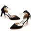 Charmant Noire Soirée Perle Bride Cheville Noeud Sandales Femme 2023 7 cm Talons Aiguilles À Bout Pointu Sandales Talons Hauts