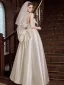 Elegant White Lace Flower Satin Wedding Dresses 2025 A-Line / Princess Strapless Sleeveless Backless Bow Floor-Length / Long