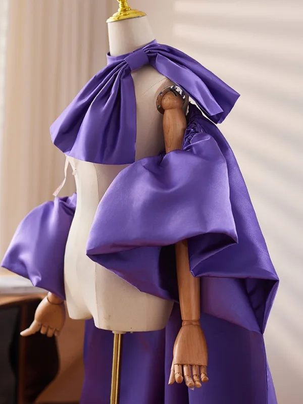 Vintage Purple Handgjort Satin Afton Bal Sjalar Jackor & Omslag 2024