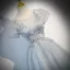 Chic / Belle Gris Argenté Perlage Paillettes Robe De Bal 2023 Princesse Encolure Dégagée Manches Courtes Dos Nu Longue Promo Robe De Ceremonie