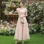 Modest / Simple Blushing Pink Bridesmaid Dresses 2022 A-Line / Princess Backless Bow Floor-Length / Long Bridesmaid Wedding Party Dresses