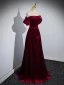 Chic / Beautiful Burgundy Velour Prom Dresses 2023 Ball Gown Strapless Sleeveless Backless Floor-Length / Long Prom Formal Dresses