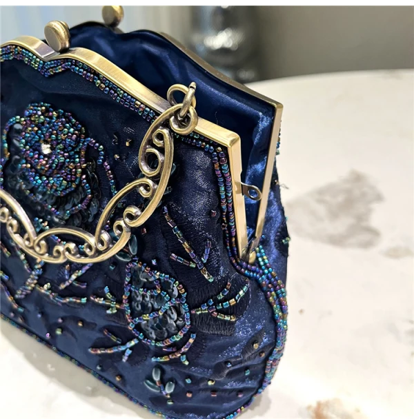 Vintage / Retro Navy Blue Beading Prom Clutch Bags 2024