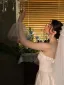 Chic / Beautiful White Lace Flower Wedding Bridal Gloves 2026 Tulle