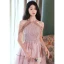 Chic / Belle Rougissant Rose Robe De Bal 2022 Princesse Titulaire Perlage Gland Paillettes En Dentelle Fleur Sans Manches Dos Nu Longue Robe De Ceremonie