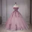 High-end Sky Blue Beading Pearl Sequins Tassel Prom Dresses 2026 Ball Gown Off-The-Shoulder Sleeveless Backless Floor-Length / Long Formal Dresses