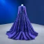 Vintage / Retro High-end Navy Blue Beading Sequins Prom Dresses 2023 Ball Gown Scoop Neck Long Sleeve Court Train Prom Formal Dresses
