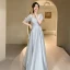 Simple Gris Robe Demoiselle D'honneur 2022 Princesse Manches Courtes Dos Nu Longue Demoiselle D'honneur Robe De Ceremonie